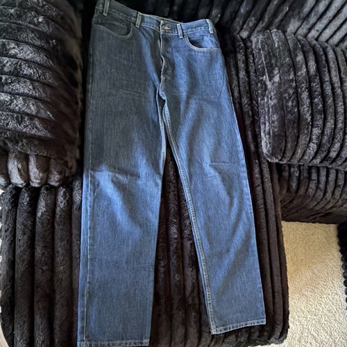 Kirkland Signature Men’s Blue Denim Jeans Straight Regular Fit Mid Rise 5-Pocket