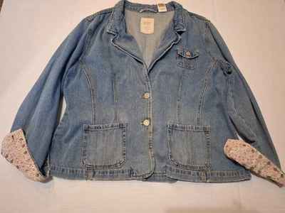Y2K Fairygrunge Levis Blue Denim Twills Tab Jacket Blazer Studded Size Large - Image 1 of 4