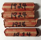 ROLL OF 1924 LINCOLN CENTS FROM THE PHILADELPHIA MINT VERY GOOD TO FINE