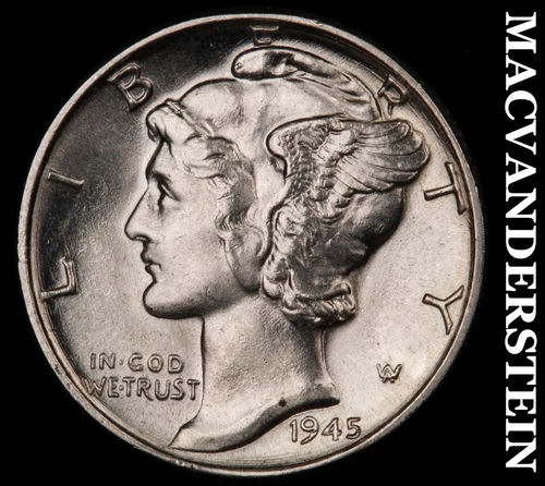 1945 Mercury Dime- Silver Super Choice Gem Brilliant Uncirculated Luster #i3466
