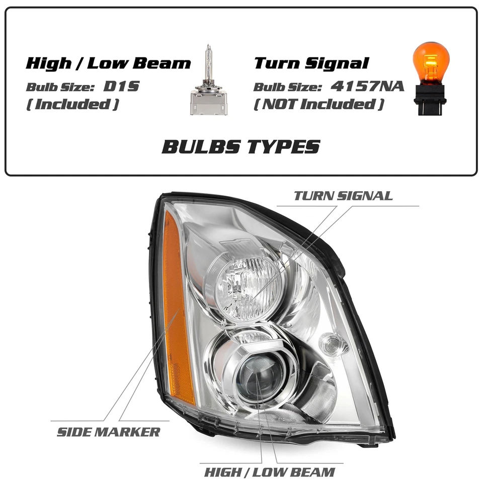Faros proyectores Cadillac DTS para 2006-2011 HID/Xenón con bombillas y lastre diestro+derecho Foto 2 de 4