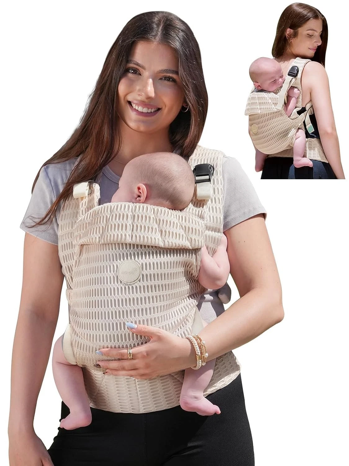 GROWNSY Baby Carrier Newborn to Toddler Ergonomic Wrap 7-44lbs - Almond Beige
Opens in a new window