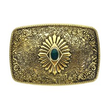 Western Belt Buckle for Men, Turquoise Belt Buckle for Cowboy,Bronze 1 Pcs