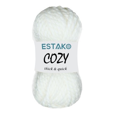 Estako Cozy Thick & Quick Yarn 20% Wool 80% Acrylic 1 Skein, 50187 - White 