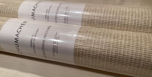 8YD SCHUMACHER 5010241 Linen & Paperweave Greige Artisanal Wallpaper $900 Retail - Video 1 of 1