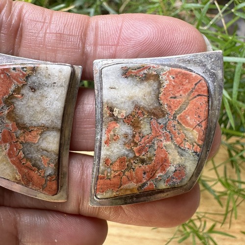 Vintage Navajo Phil Zachary Ohrringe Achat versteinertes Holz Sterlingsilber 17,8 g - Bild 4 von 8