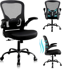 Ergonomic Mesh Office Chair with Flip-Up Arms Lumbar Support - Black