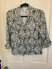Dress Barn Blazer - Black  White Women  s Medium 4 Buttons In The Front Jacket