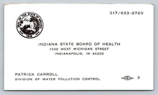 1970s 1980s Business Card Indiana State Board of Health Indianapolis IN Vtg