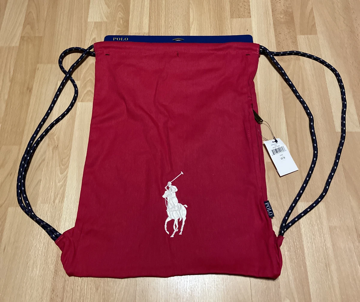 New Polo Ralph Lauren Drawstring Bag Backpack Big Pony Pink