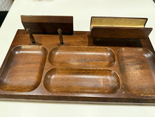 Vintage Wooden Bureau Valet Organizer Desktop Jewelry Swank MCM 13" X 7" X 3"