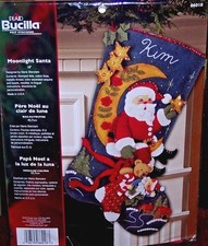 Bucilla Original MOONLIGHT SANTA Felt Christmas Stocking Kit OOP  18"