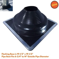 Round Base Pipe Flashing Roof Jack Pipe Boot for OD Pipe Sizes 6-3/4" - 14" NEW