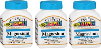 21st Century Magnesium 250mg Tablets 110ct (3 Pack)