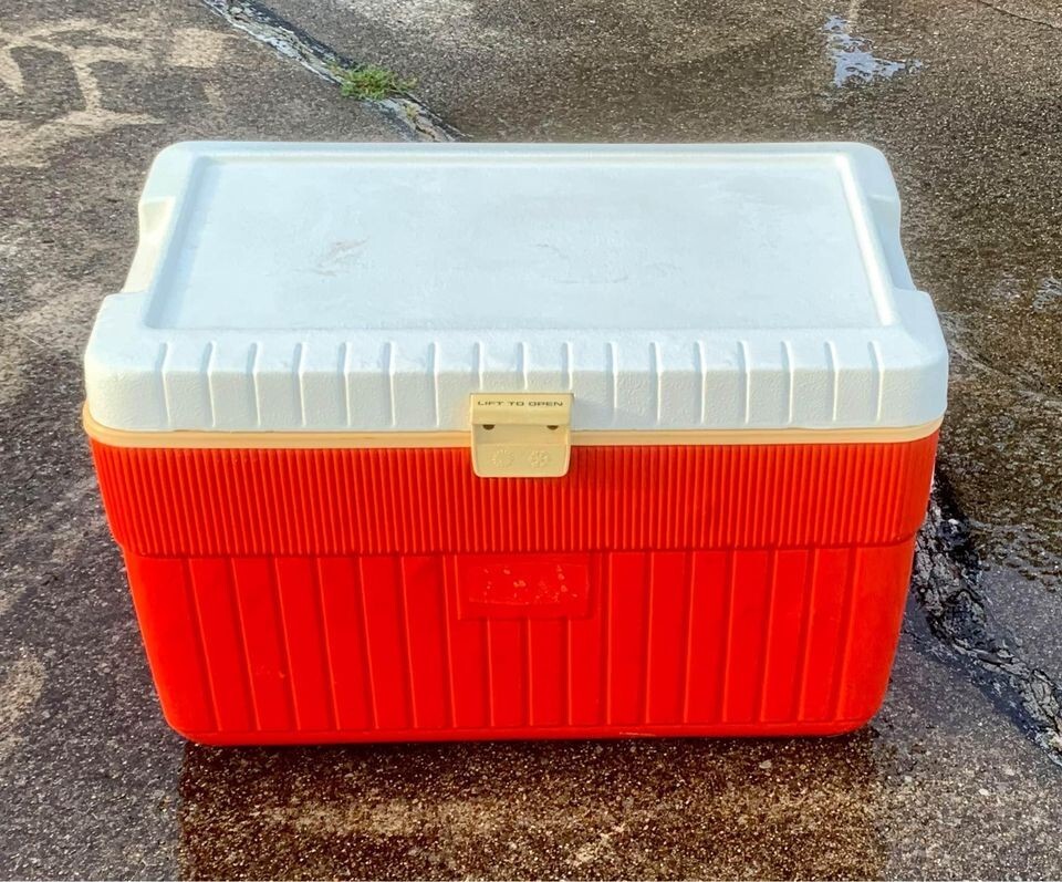 Vintage Orange and White Thermos Chest Cooler Model 7711 53 QT USA