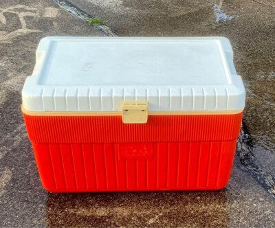 Vintage Orange and White Thermos Chest Cooler Model 7711 53 QT USA