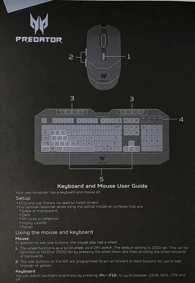 Acer Predator Gaming Keyboard and Mouse Keyboard and Mouse Set for PC Computer - Image 4 of 4