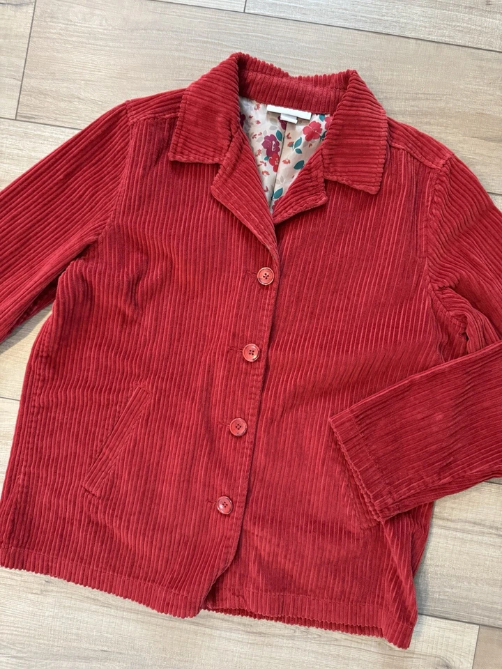Chaqueta de Pana Roja Dressbarn S Abrigo de Tareas Pequeñas Algodón Suave Terciopelo Otoño de Gallena Foto 2 de 3