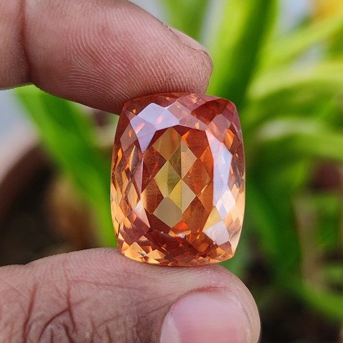 78.30 Ct Brazilian Golden Brown Imperial Topaz Cushion Gemstone with certificate - Picture 2 of 6