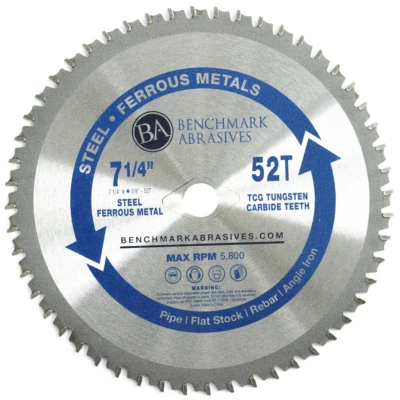 BENCHMARK ABRASIVES 7-1/4" 52 Tooth TCT Saw Blade for Steel/Metal