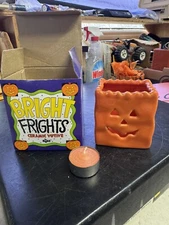Russ Bright Frights Ceramic Votive Candle Holder Pumpkin Bag In Box Halloween