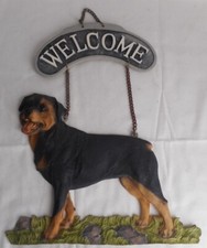 Rottweiler Wall Hanging Handcrafted Welcome Sign 10-3/4" W x 13" High