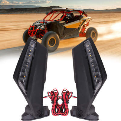 For Can-Am Maverick X3 X MR DS MAX Turbo R UTV Side View Mirrors LED Turn Light