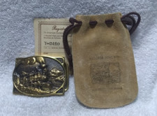 American Train Brass Belt Buckle 1970s Heritage Mint Paperwork Pouch Mint 3