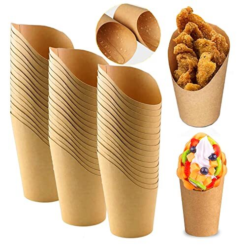 50 St Bubble Waffeln Tüten 14 oz Snack-Container Kraftpapier PommesHalter ...
