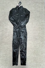 Forplay Faux Leather Long Sleeve Pant Jumpsuit Womens Size Medium