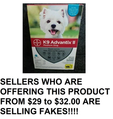 BAYER K9 ADVANTIX II FOR MEDIUM SIZED DOGS K9 Advantix II Flea Medicine Medium Size Dog 6 Month Supply Pack K-9 11-20 Pound