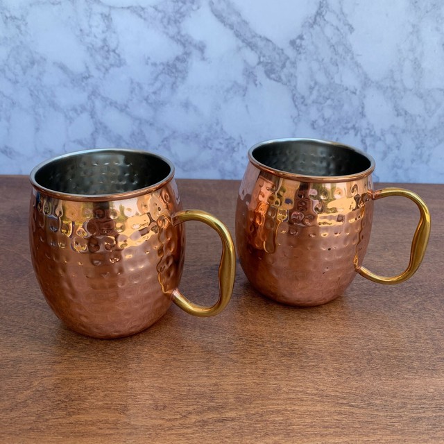 Set Of 2 Hammered Copper Moscow Mule Mugs Cups Godinger eBay