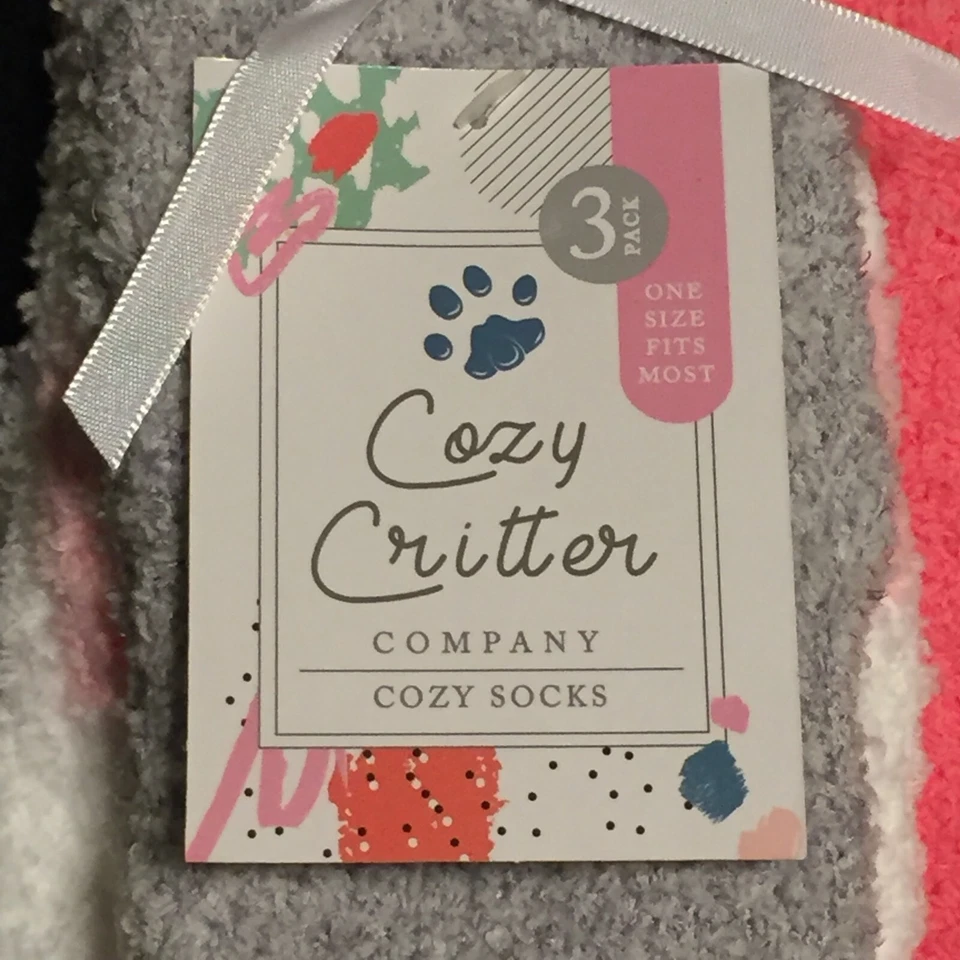 2x NUEVO CON ETIQUETAS 3 paquetes Acogedores Critters Acogedores Calcetines Caras de Animales Estrellas Rayas pompones Difusos Foto 2 de 4