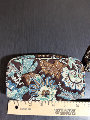 Vera Bradley Wristlet Black Polka Dot Red Bow Floral Zip Top  display picture 1