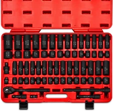 02448A 1/2" Drive Master Impact Socket Set, 65 Piece, Standard SAE (3/8"-1-1/...