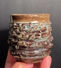 VTG GLIT LAVA ICELAND TEALIGHT CANDLE HOLDER/MINI PLANTER/VOLCANIC POTTERY 3”