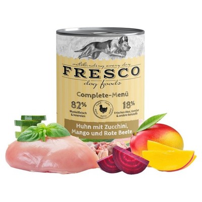 FRESCO Complete-Menü Huhn mit Zucchini, Mango 12x400 g, NEU