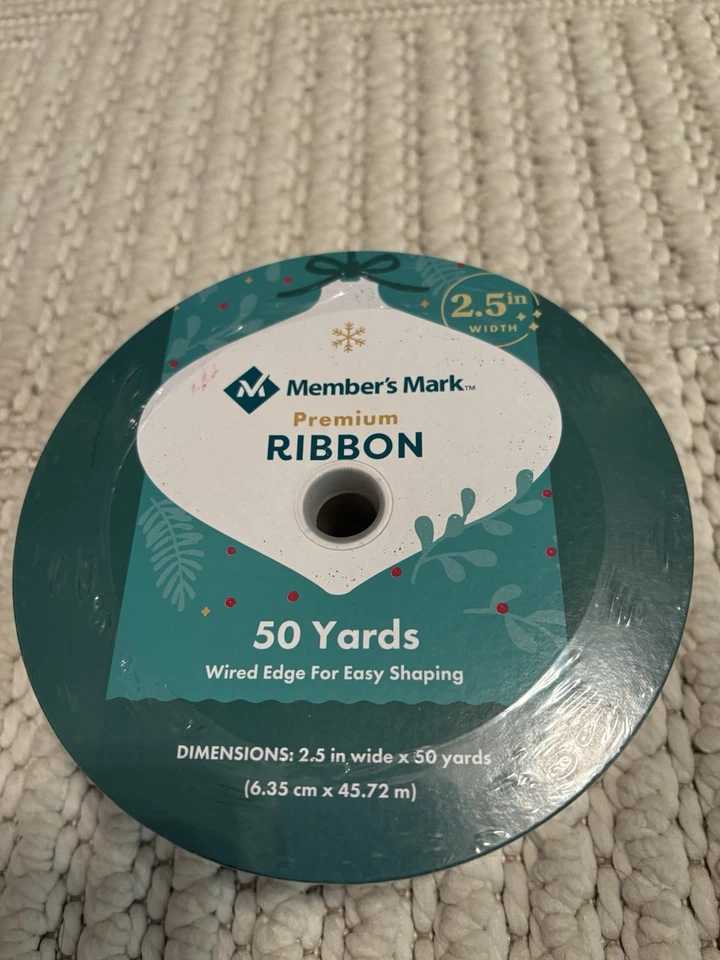 NEW Christmas 50 Yards Wired Edge Premium Ribbon Deer Gold Glitter 2.5"W - Image 4 of 4