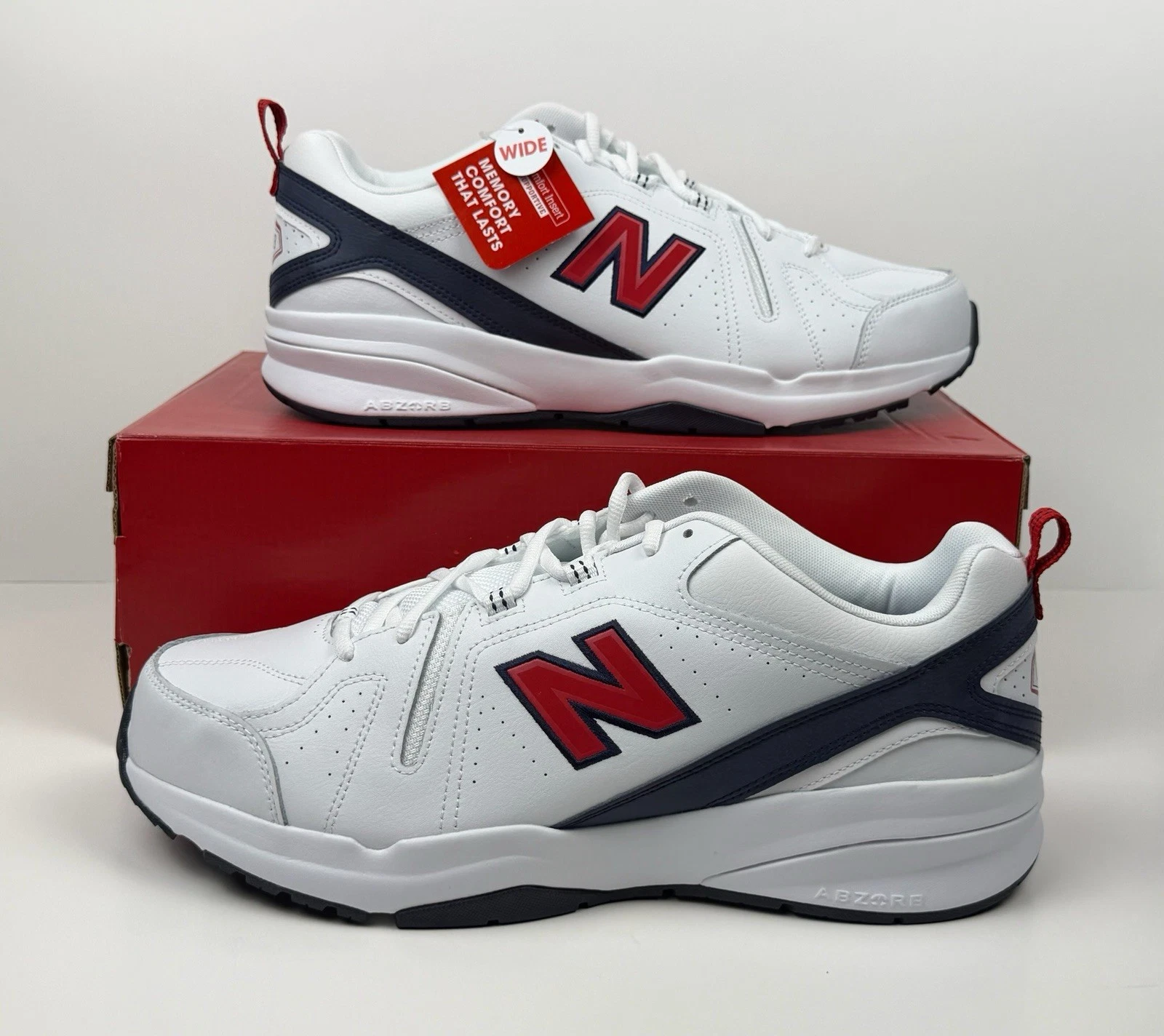 New Balance MX608V5 Sneakers Men’s Size 11.5 4E White White/Red MX608HR5
