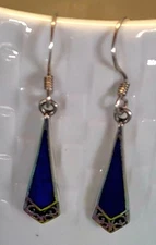 BOMA Sterling Silver Dangle Earrings With Lapis Lazuli Inlay and Filigree...