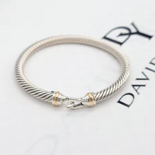 David Yurman 5 mm Classic Cable Buckle Bracelet in Sterling Silver & 18K Gold
