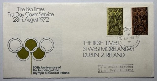 Ireland 1972 Olympic Council Of Ireland The Irish Times FDC Stamps Envelope EIRE
