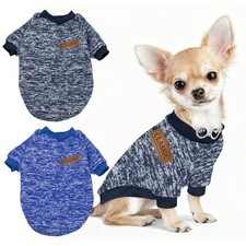 Dog Classic Sweater for Small Dogs L, Navy Blue/Dark Blue, 2Pcs 