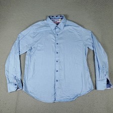 Robert Graham Shirt Mens XL Blue Flip Cuff Button Up Long Sleeve STAINED 