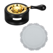 Wax Stamp Seal Kit Sealing Warmer Melting Spoon Silicone Pad, Black/Gray