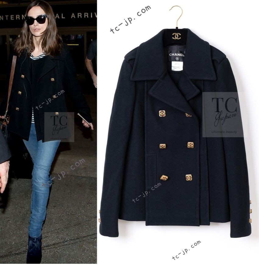 CHANEL 11PF Black Wool Gripoix Buttons Double Jacket Coat Karl Lagerfeld 36 US4