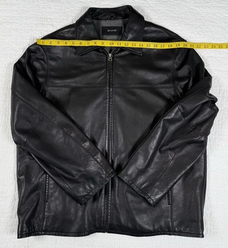 Milestone Kelly Mens XL Black Genuine Leather Jacket Full Zip Classic image 4