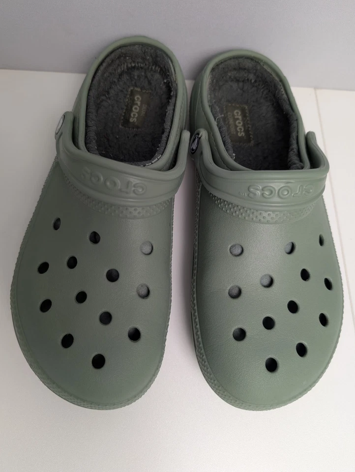 Crocs Classic Lined Clog White Grey Men's UK 9Casual Dual Comfort Clog, photo 3 of 5