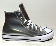 CONVERSE All Star HI Womens Size 8 Metallic Silver EDM Casual Sneakers