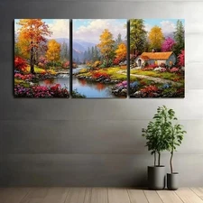 3pcs Showcasing The Beauty Of Falling Wall Art Canvas Framed 50x70cm